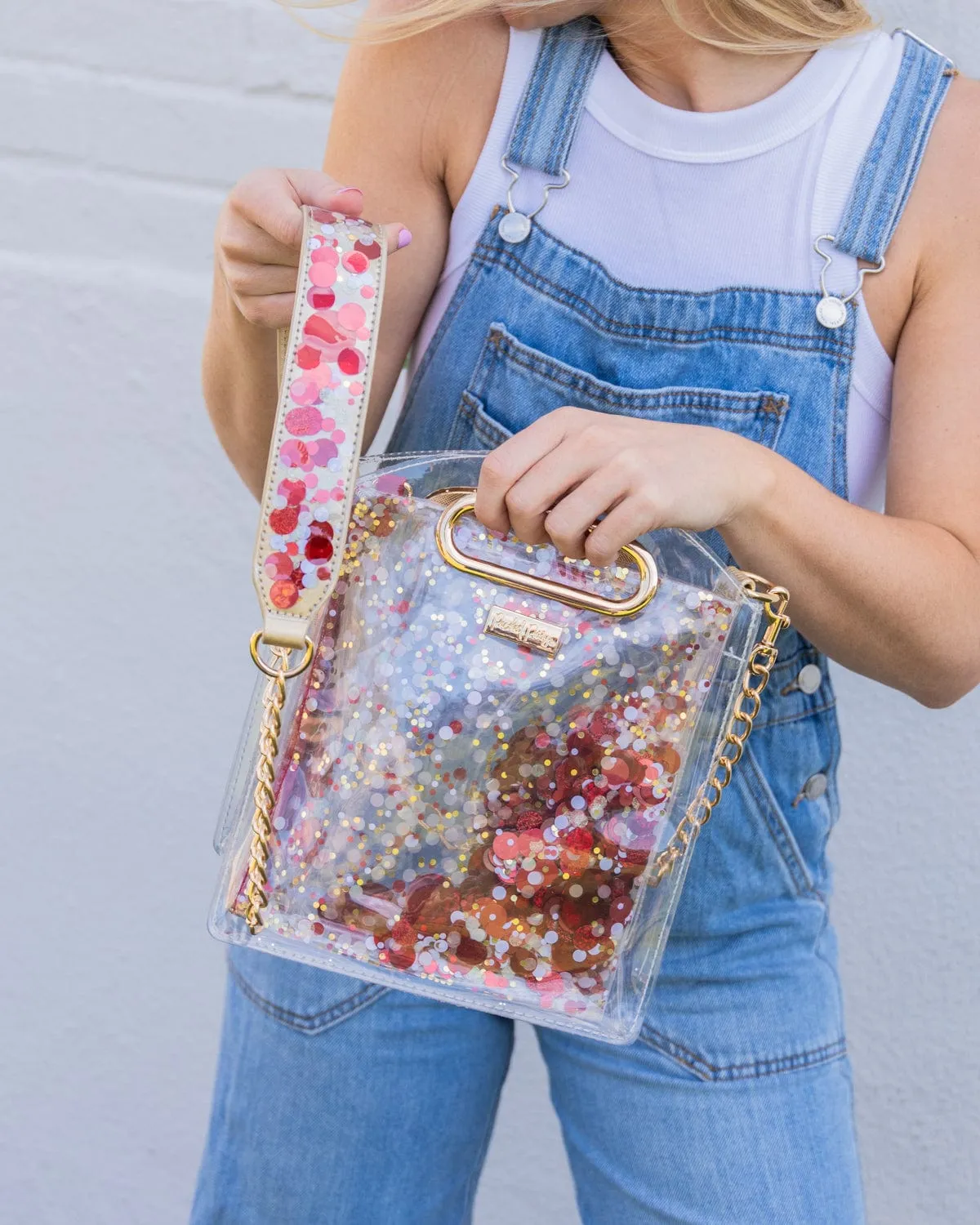 adjustable confetti strap and cooper clear bag bundle