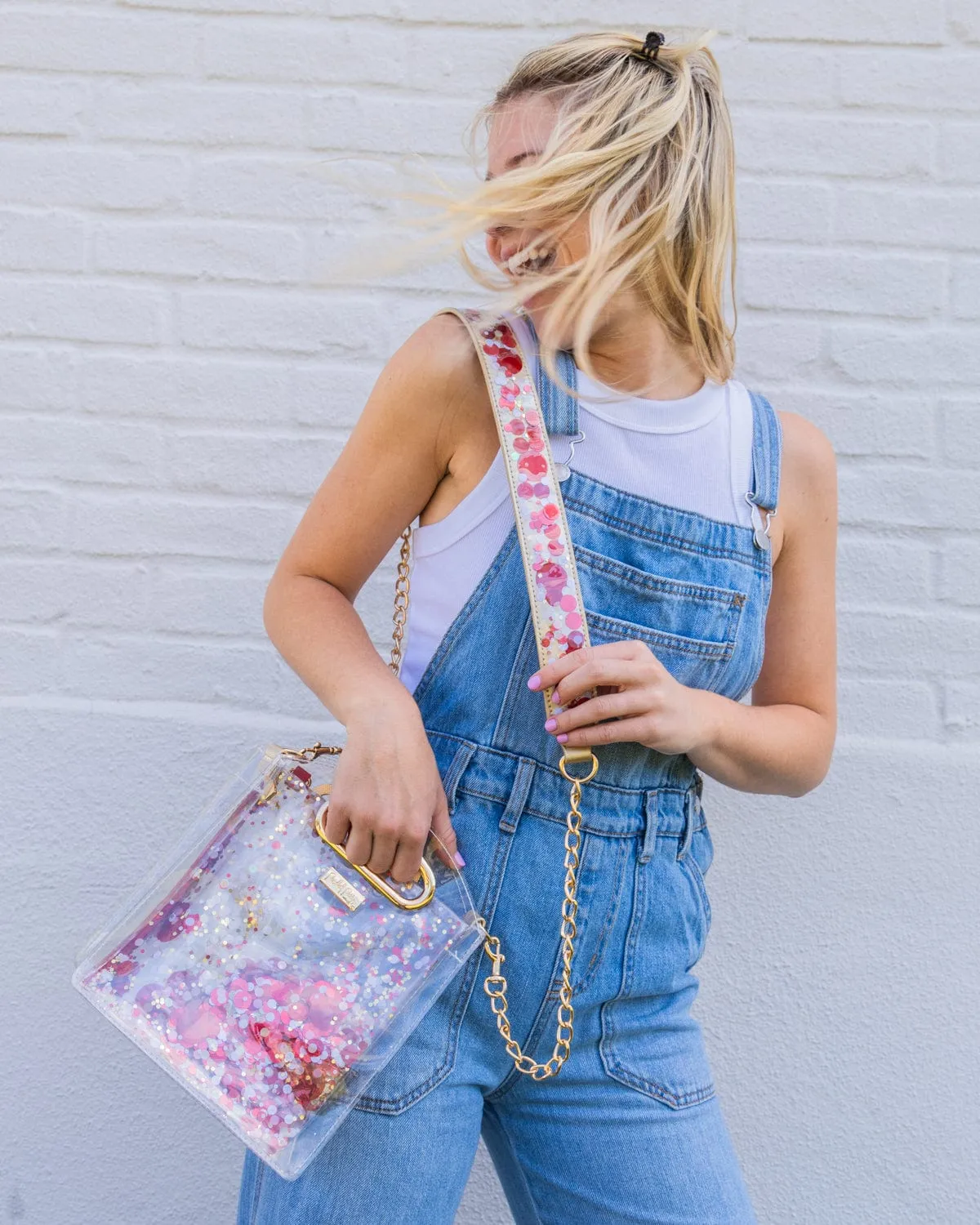 adjustable confetti strap and cooper clear bag bundle