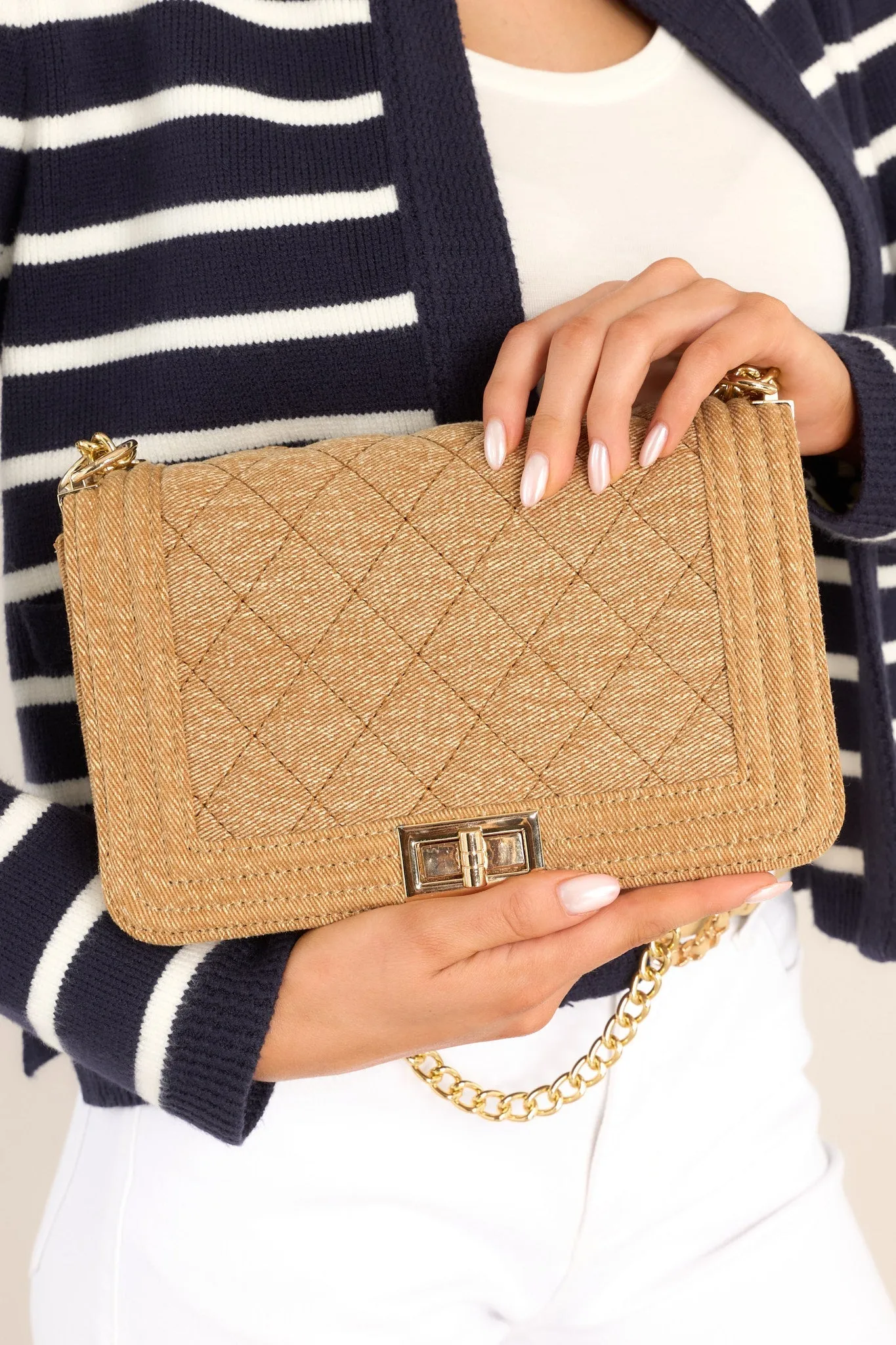 Always Victorious Tan Quilted Handbag