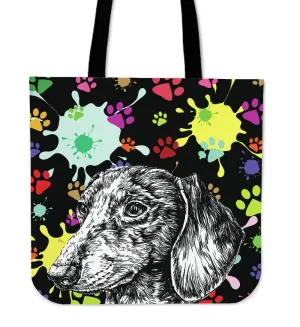 Artsy Dachshund Linen Tote Bag