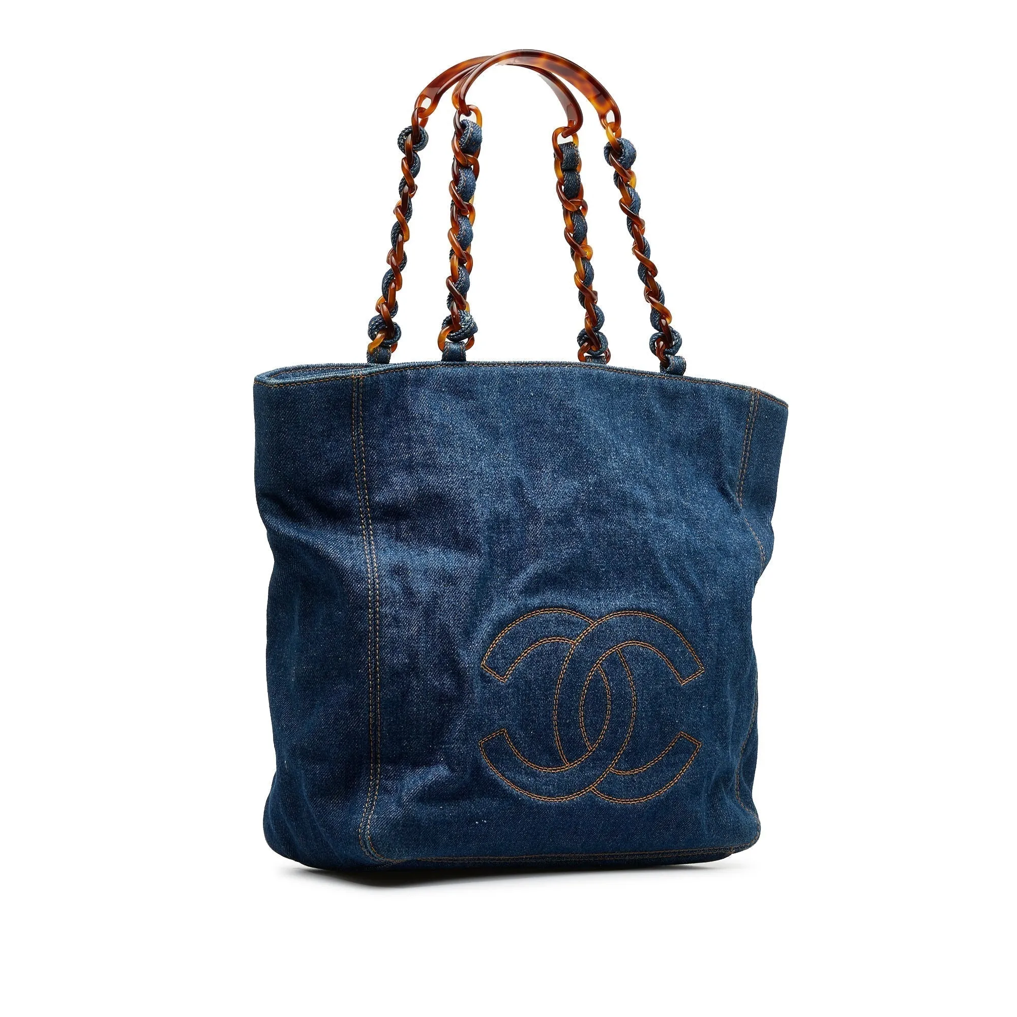 Blue Chanel CC Denim Tote Bag