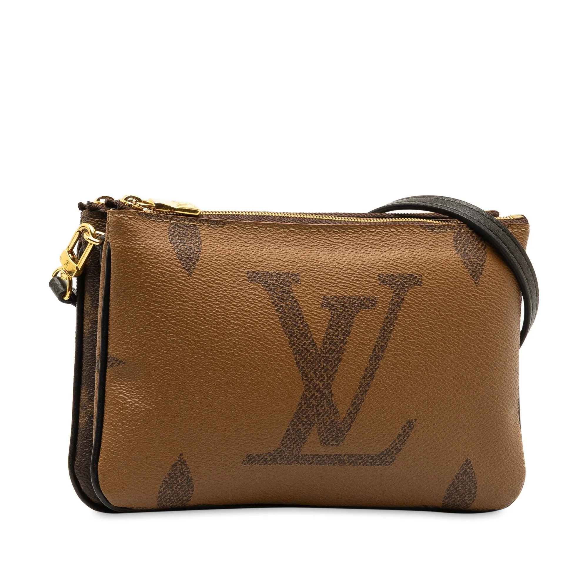 Brown Louis Vuitton Monogram Giant Reverse Double Zip Pochette Crossbody Bag