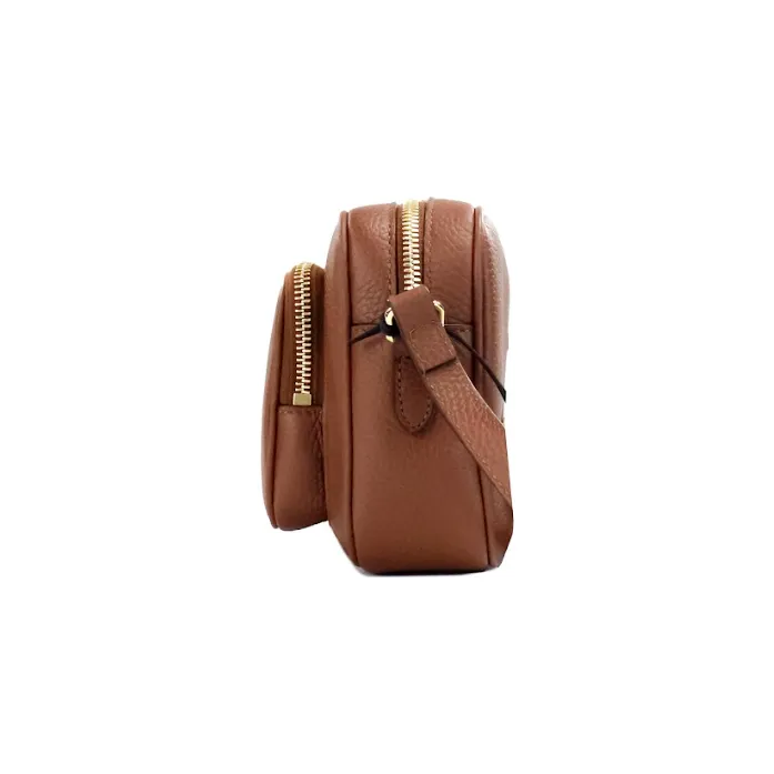 Burberry Small Branded Tan Brown Leather Camera Crossbody Bag