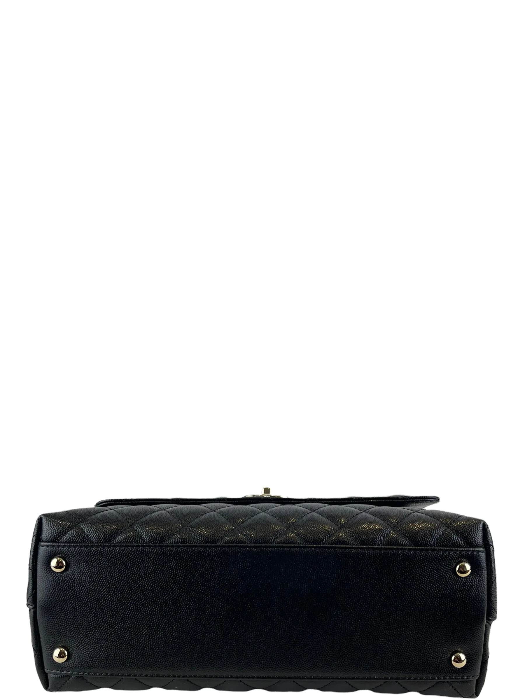 Chanel Black Quilted Caviar Leather "Coco Top Handle" Crossbody