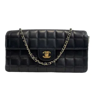 Chanel Black Vintage Chocolate Bar Bag East West Flap CC Gold Handbag