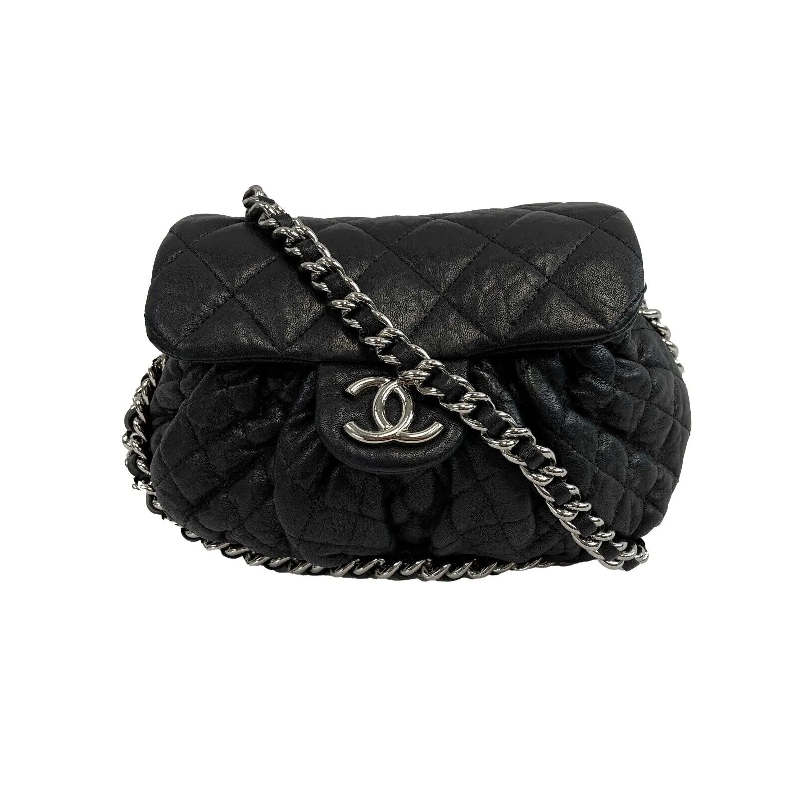 Chanel - Excellent - CC Washed Lambskin Quilted Chain Around Crossbody