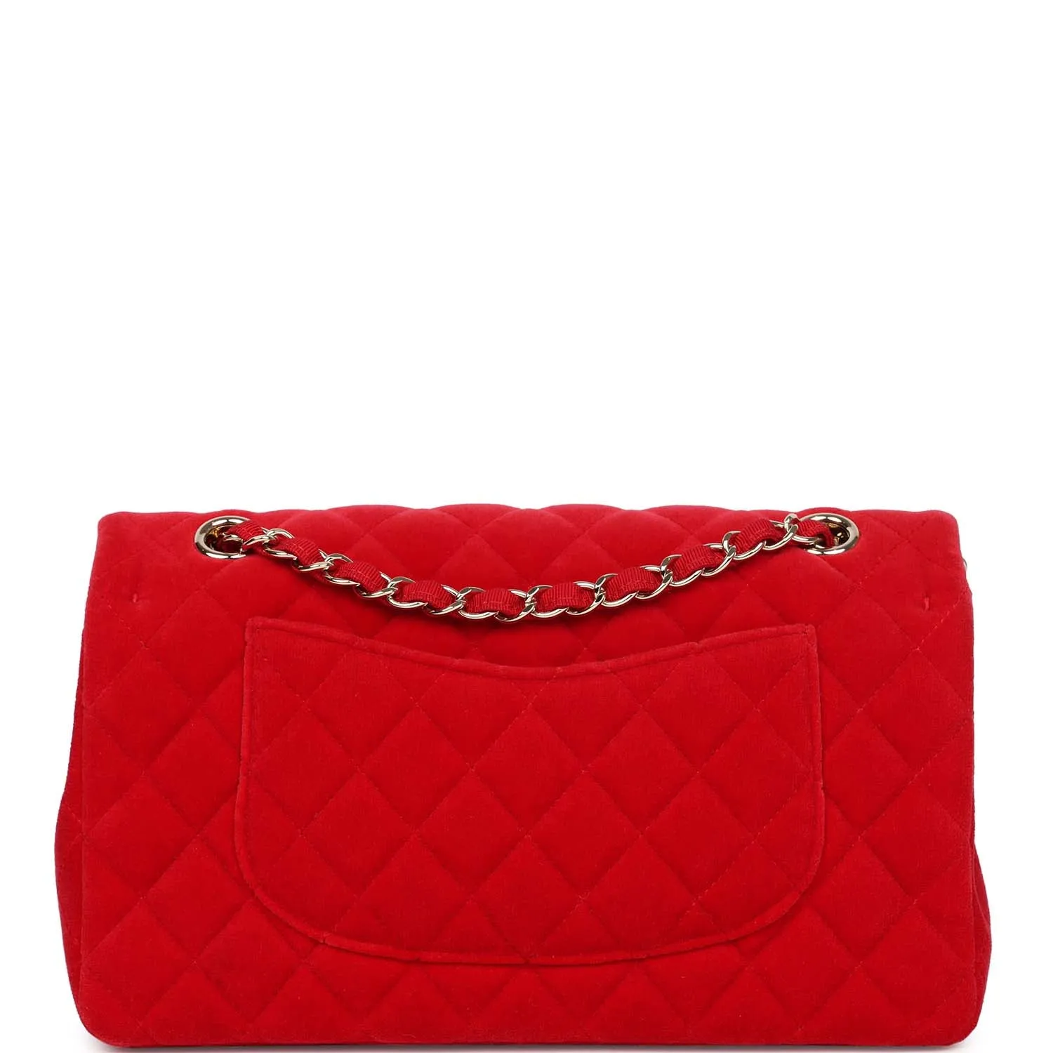 Chanel Medium Classic Double Flap Bag Red Velvet Light Gold Hardware