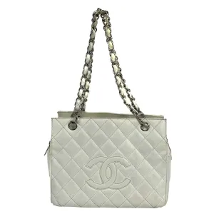 CHANEL - Petite Timeless Tote Caviar Quilted Leather - White Shoulder Bag / Tote