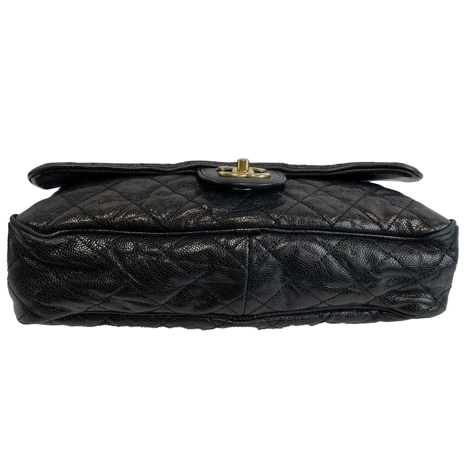 Chanel - Shiva Flap Bag Quilted Caviar Large Black CC Shoulder Bag