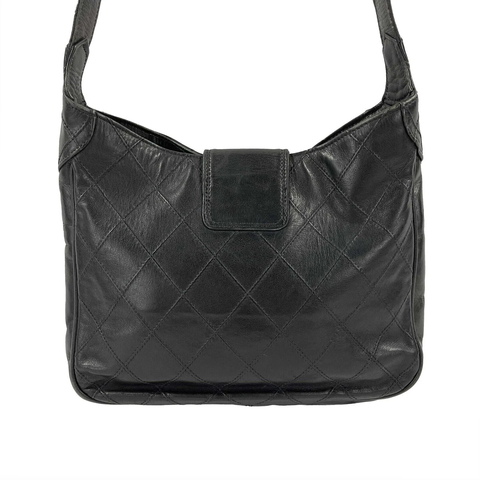 CHANEL - Vintage Quilted Lambskin Supermodel Black Medium CC Shoulder Bag