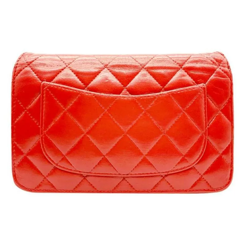 Chanel Wallet on Chain Quilted Woc Red Lambskin Leather Cross Body Bag