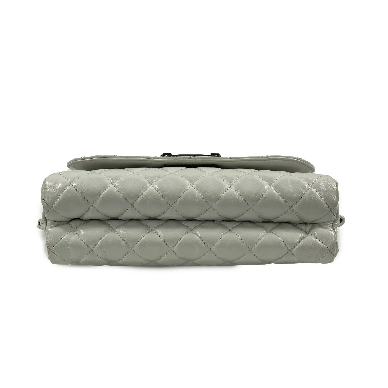 CHANEL - White / Aged-Silver CC Quilted Medium Leather Flap Crossbody / Shoulder