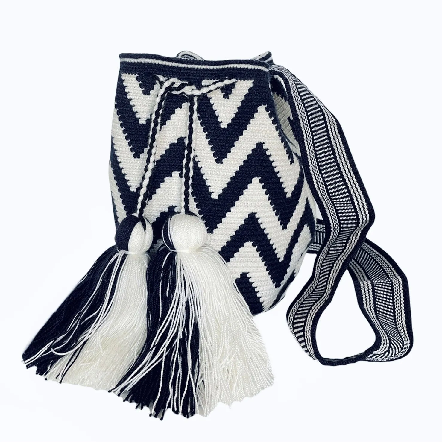 Chevron Neutral Crossbody Handbags  | Medium Crochet Boho Bags