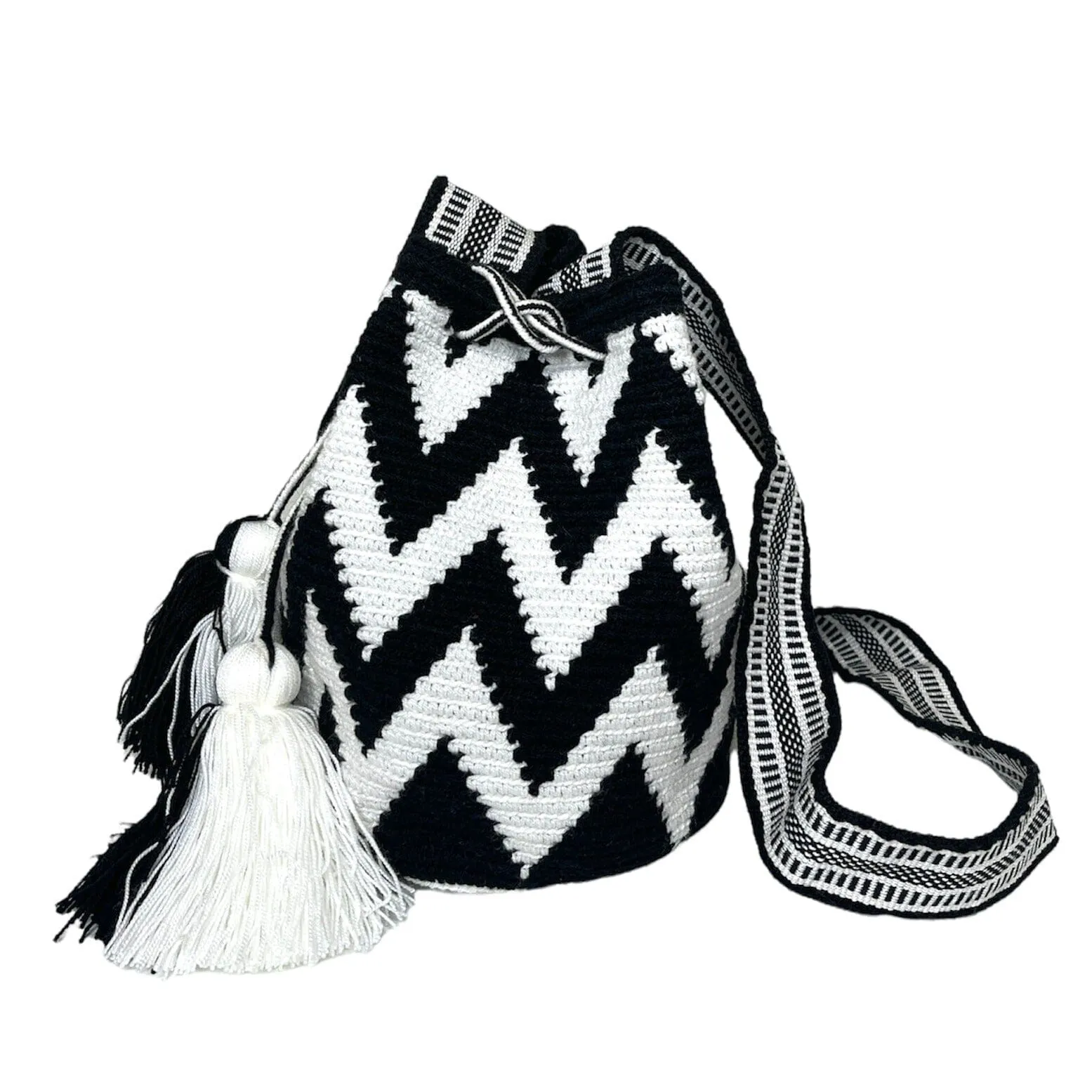 Chevron Neutral Crossbody Handbags  | Medium Crochet Boho Bags