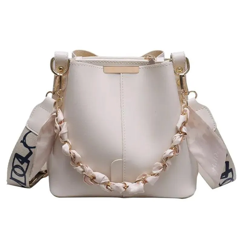 Chic Chain-Detail Bucket Handbag