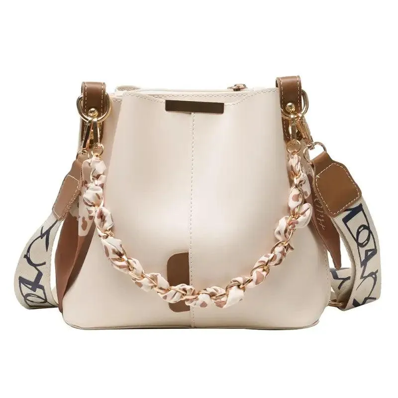 Chic Chain-Detail Bucket Handbag