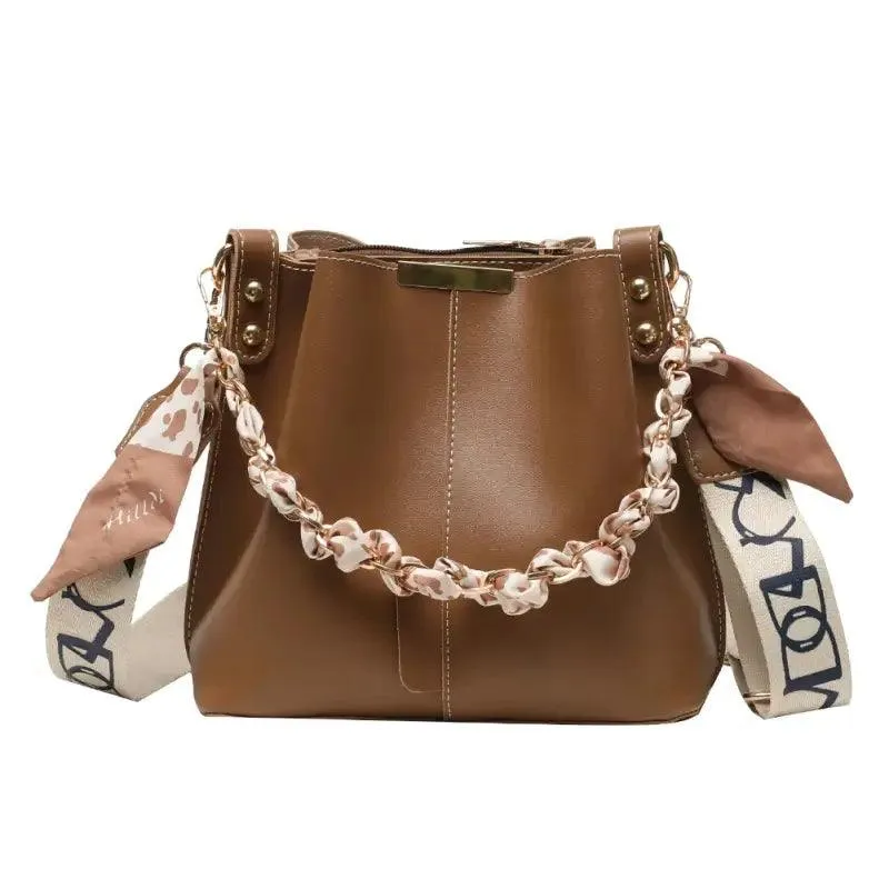 Chic Chain-Detail Bucket Handbag