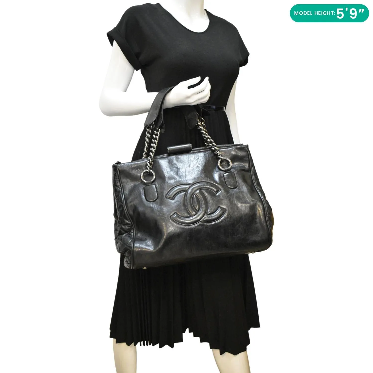 CL Perfect Day Large Leather Tote Bag Black