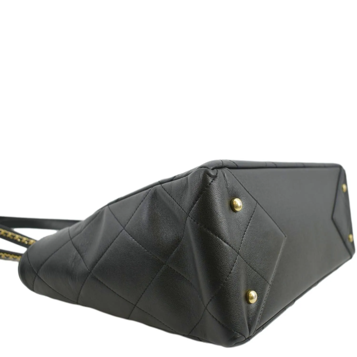 CL Shopping Quilted Leather Tote Bag Black