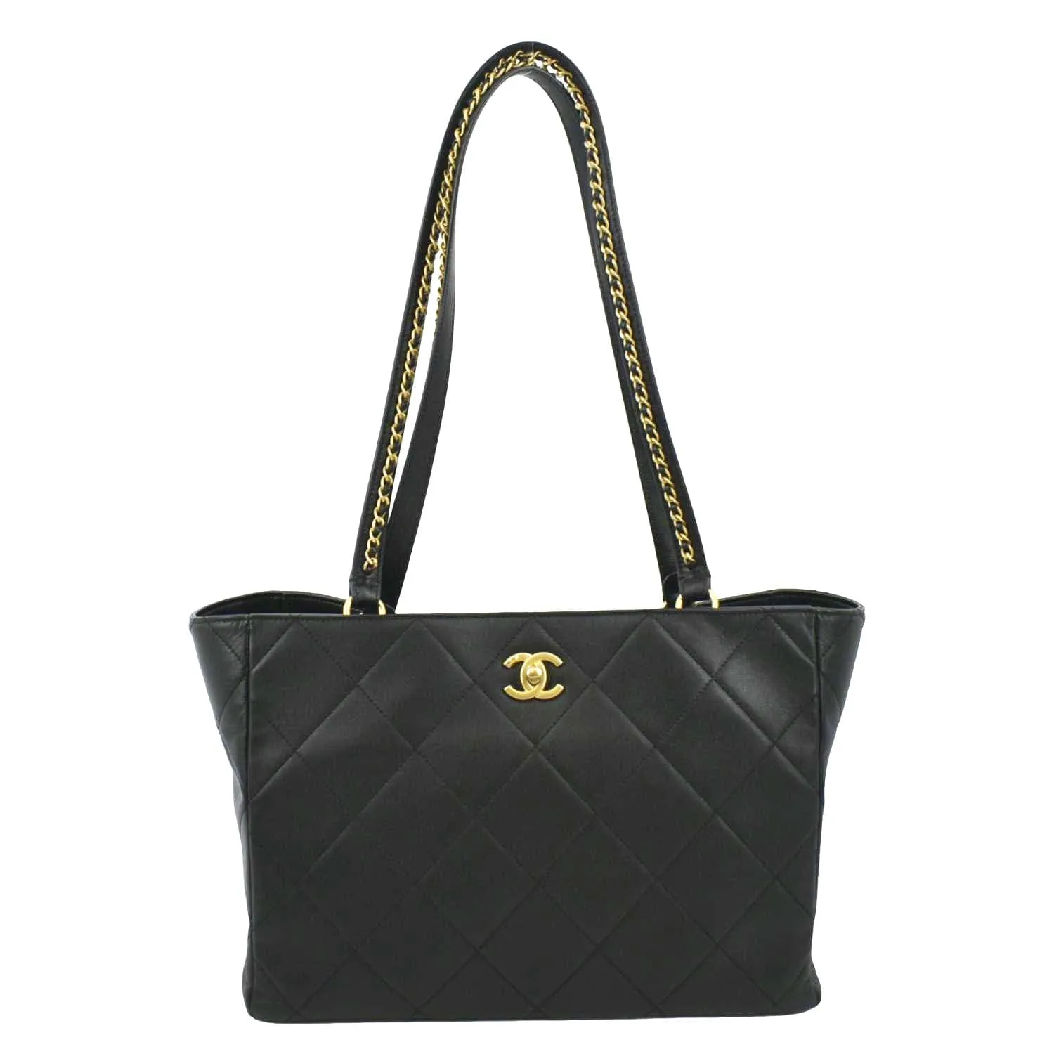 CL Shopping Quilted Leather Tote Bag Black