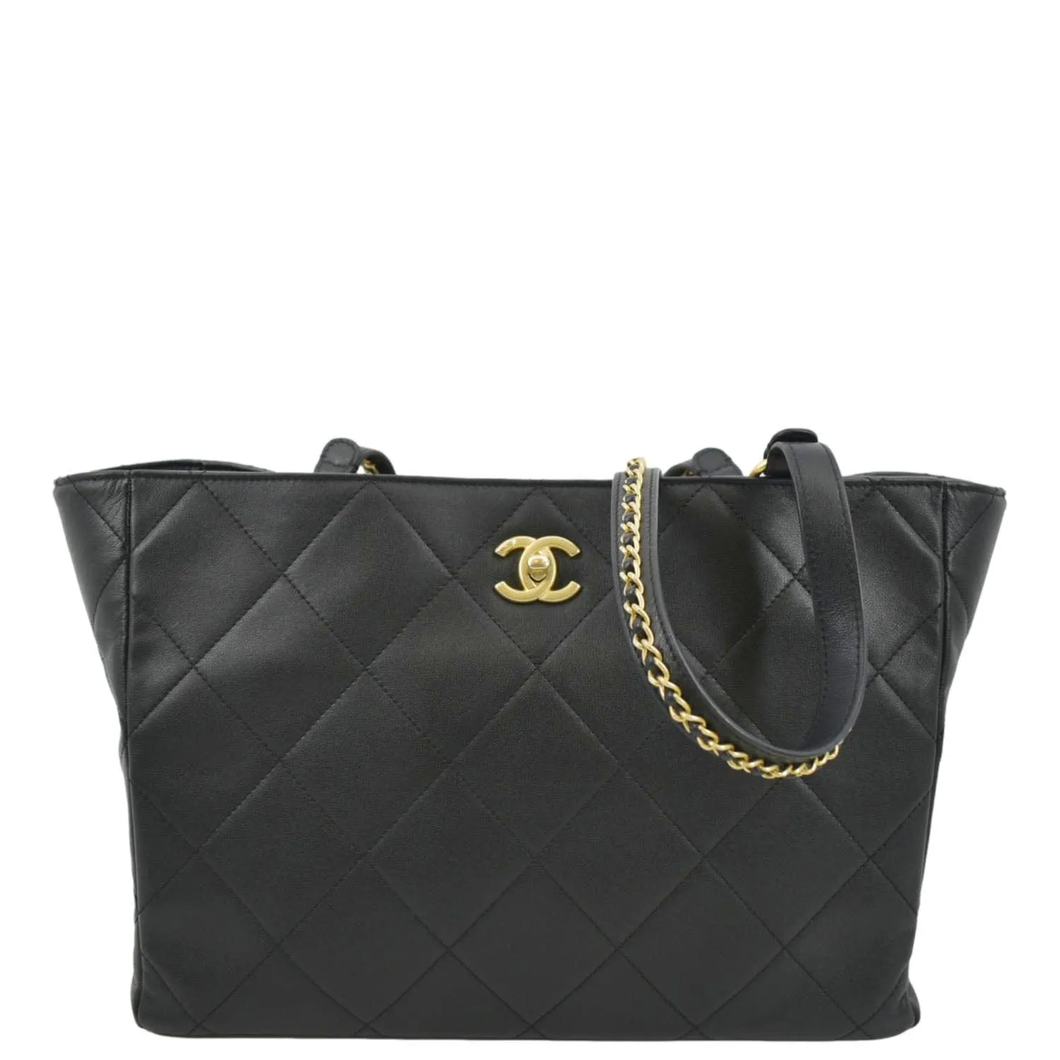 CL Shopping Quilted Leather Tote Bag Black