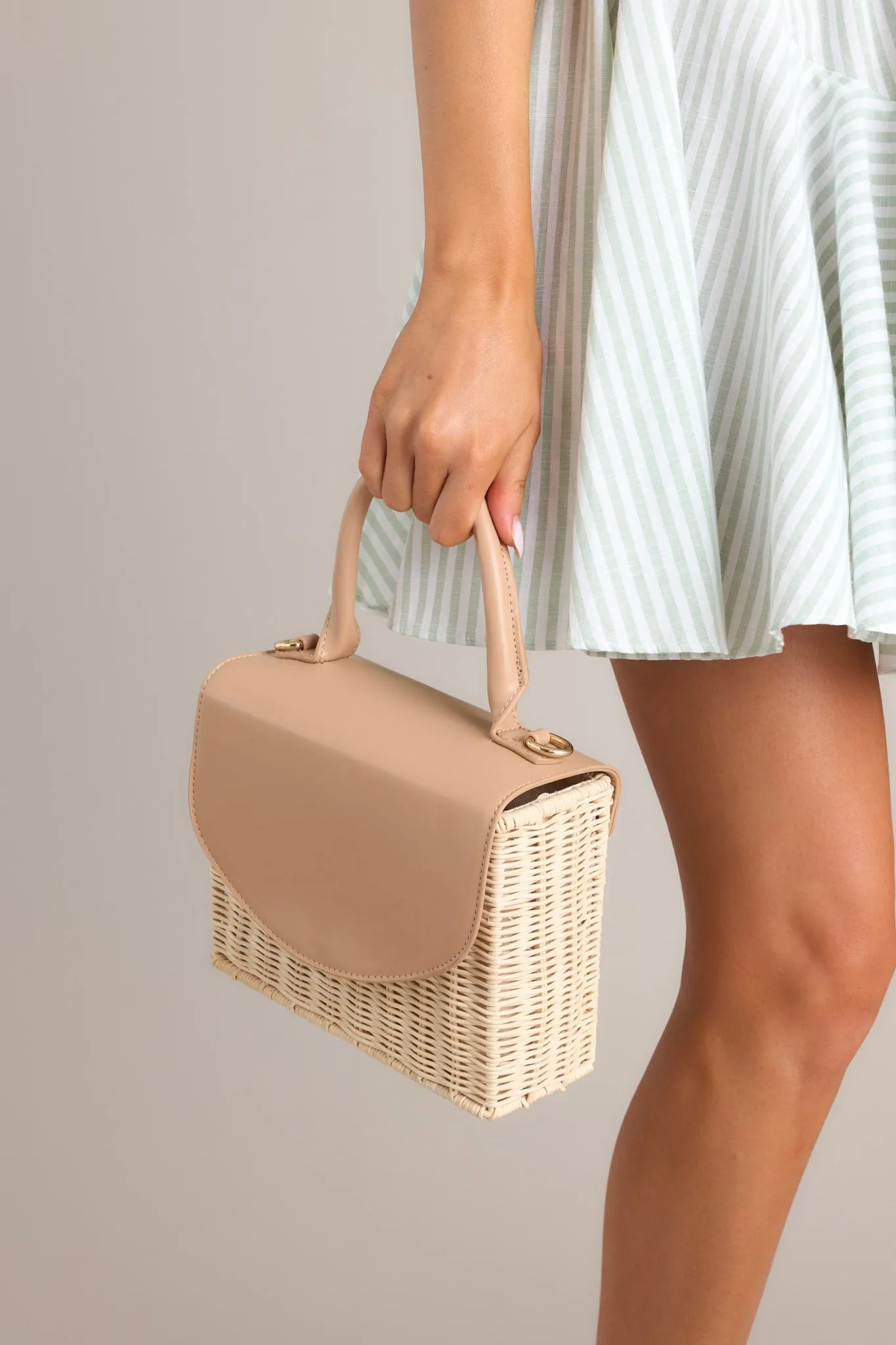 Coastal Chic Tan Woven Handbag