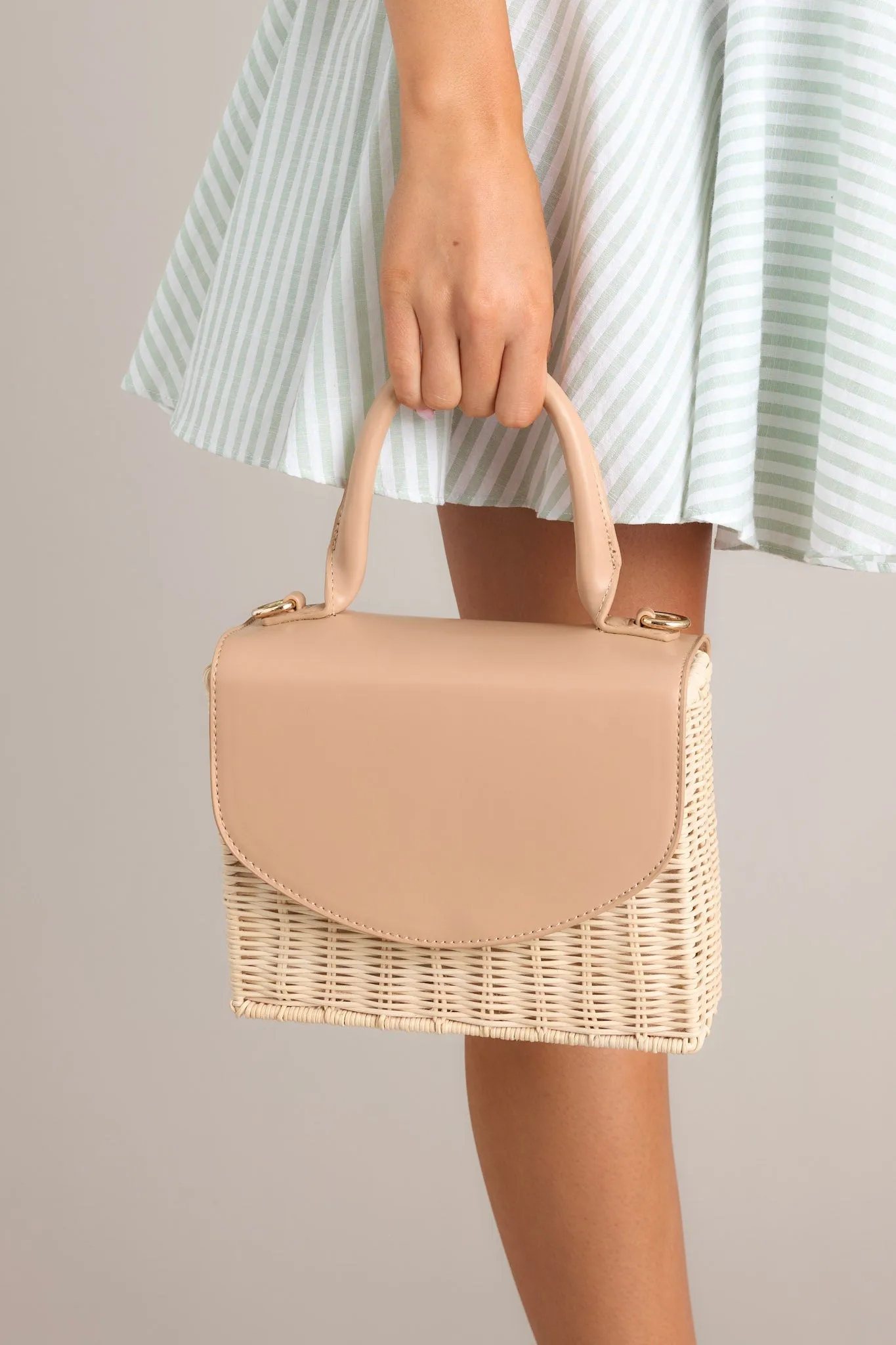 Coastal Chic Tan Woven Handbag