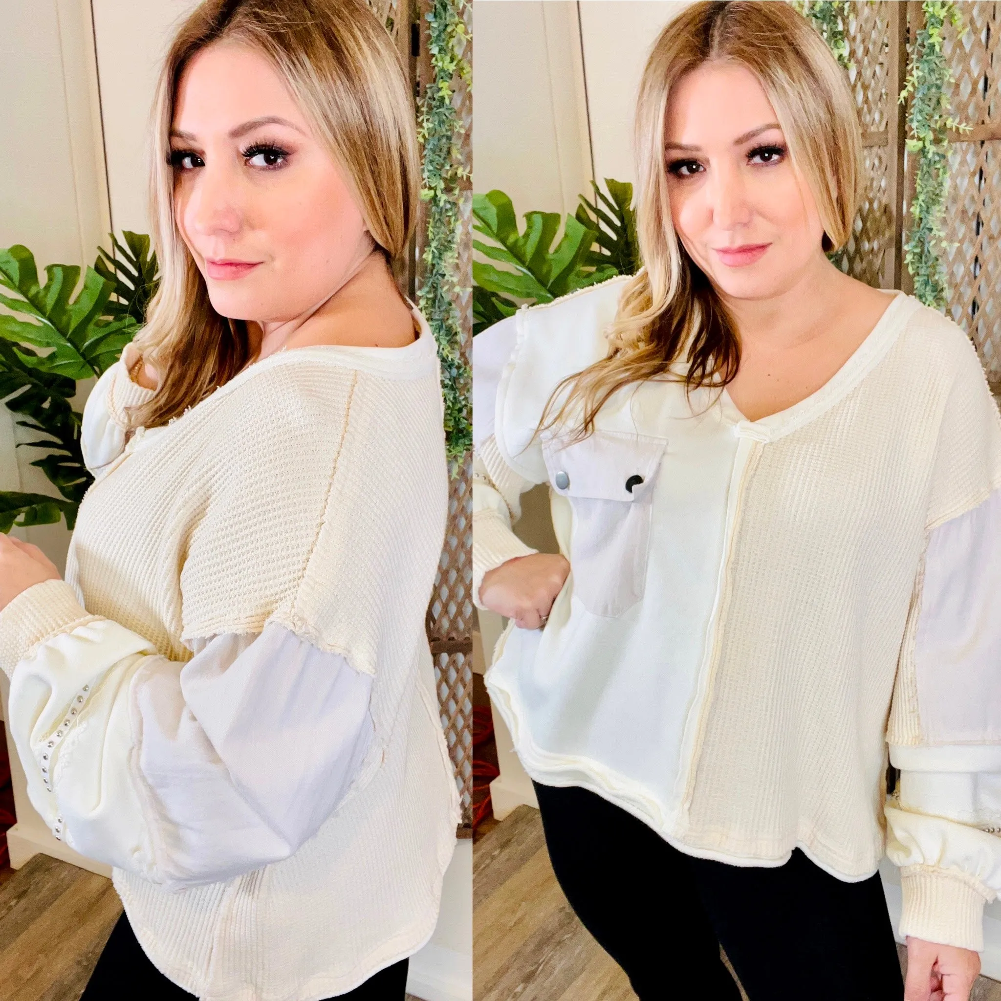 Cream Sleeve Detail Top