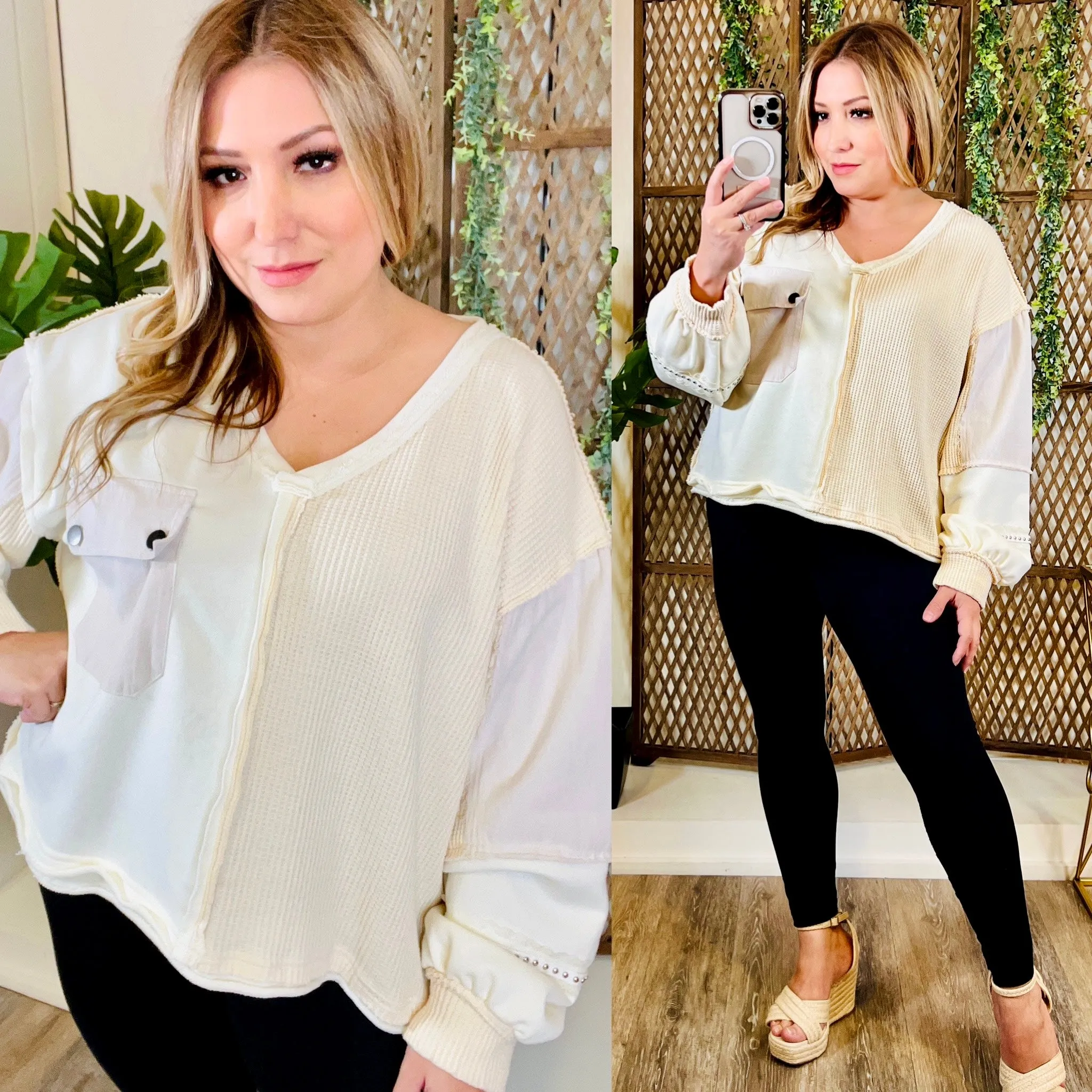 Cream Sleeve Detail Top