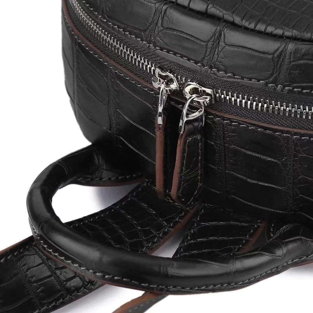 Crocodile Leather Backpack Black  For Women