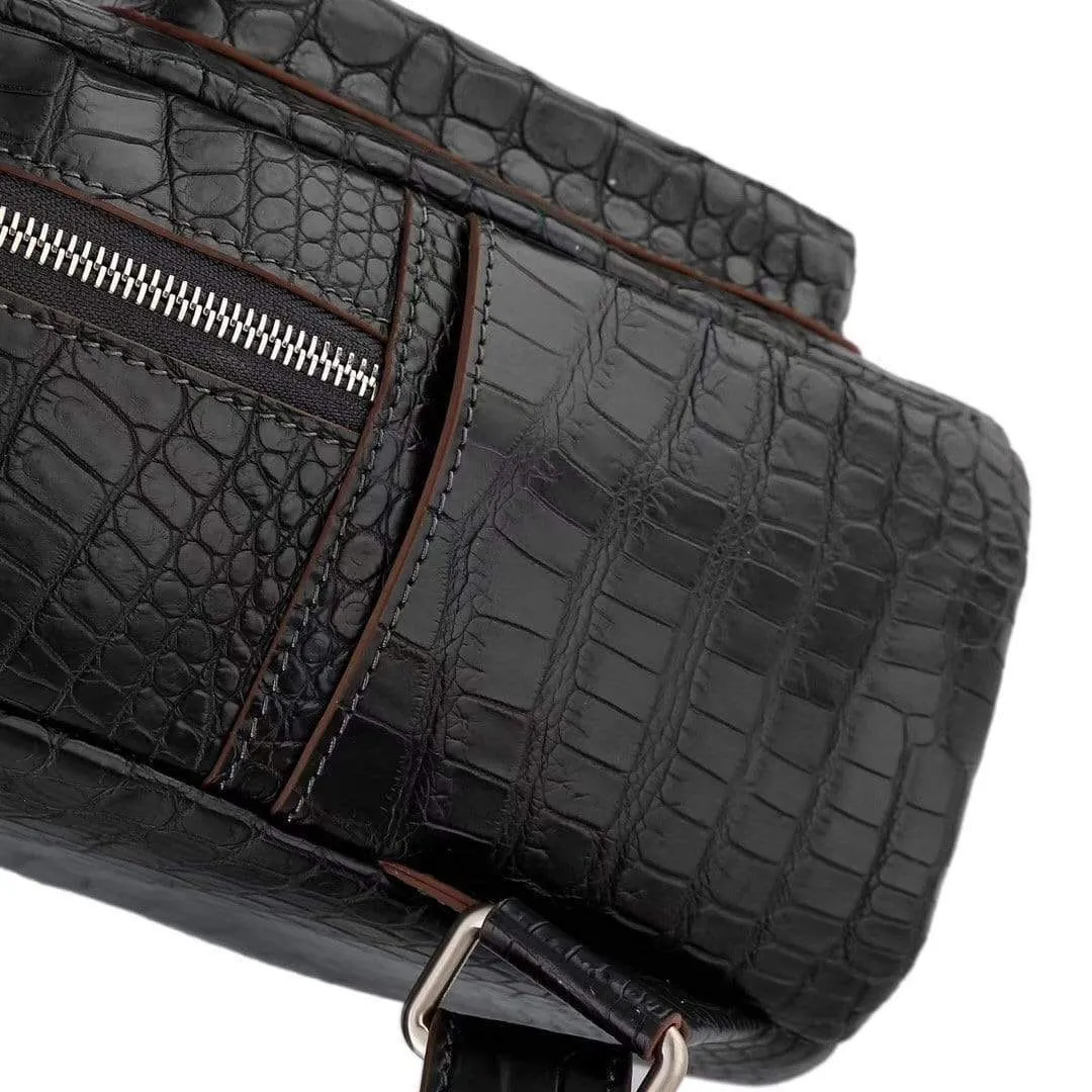 Crocodile Leather Backpack Black  For Women