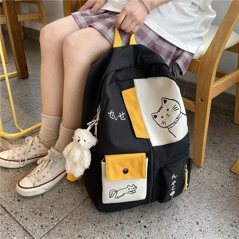 deanwangkt Women Backpack New Kawaii Patchwork Female Large Capacity Waterproof Nylon Shoulder School Bag Preppy Mochila Bolsa