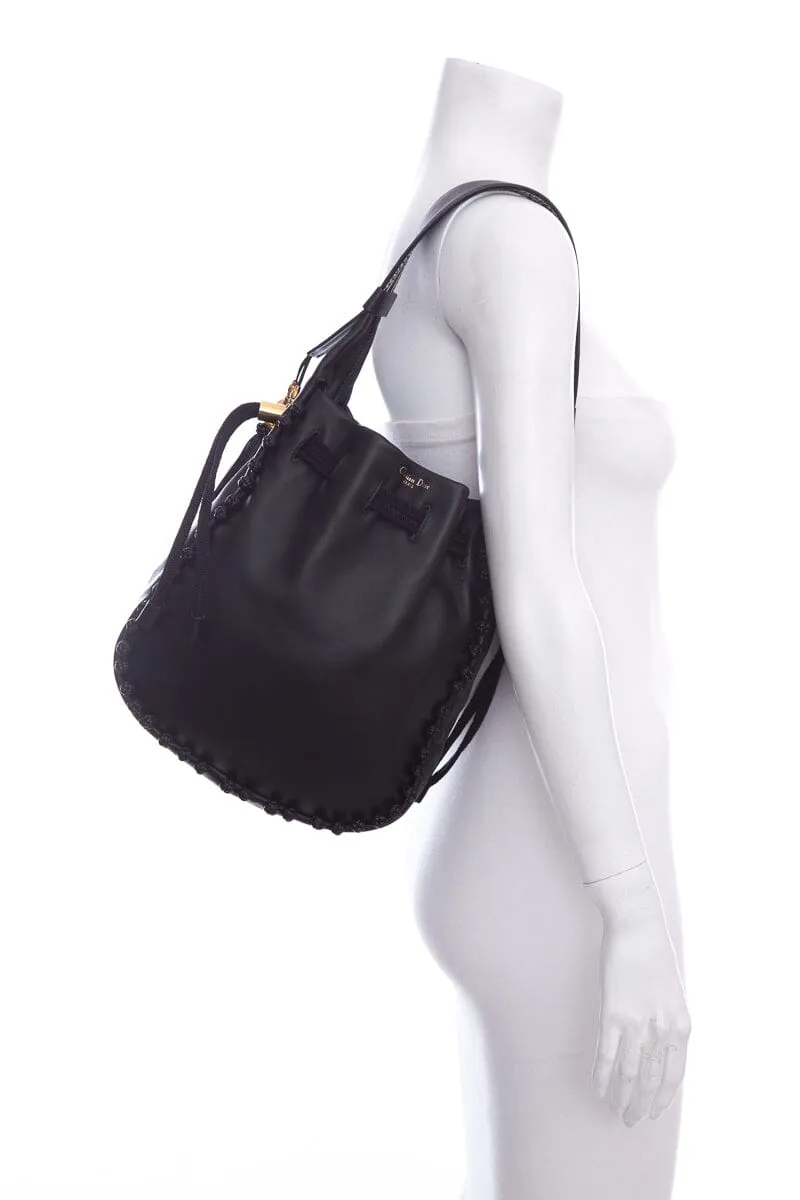 Dior 2023  Black Hobo Bucket Handbag in Lambskin