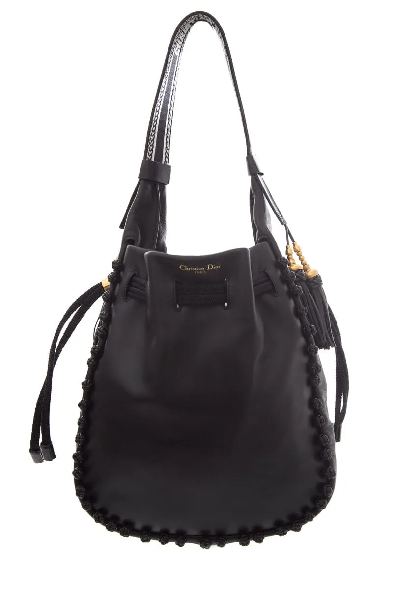 Dior 2023  Black Hobo Bucket Handbag in Lambskin