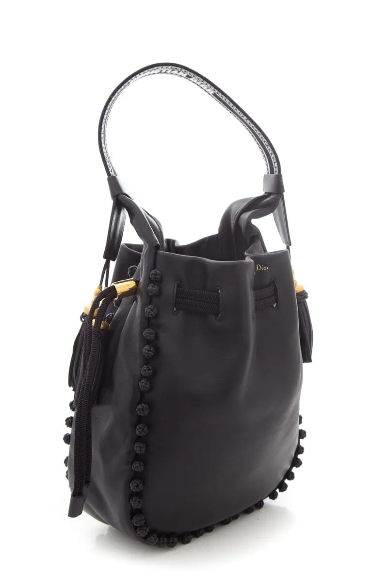 Dior 2023  Black Hobo Bucket Handbag in Lambskin