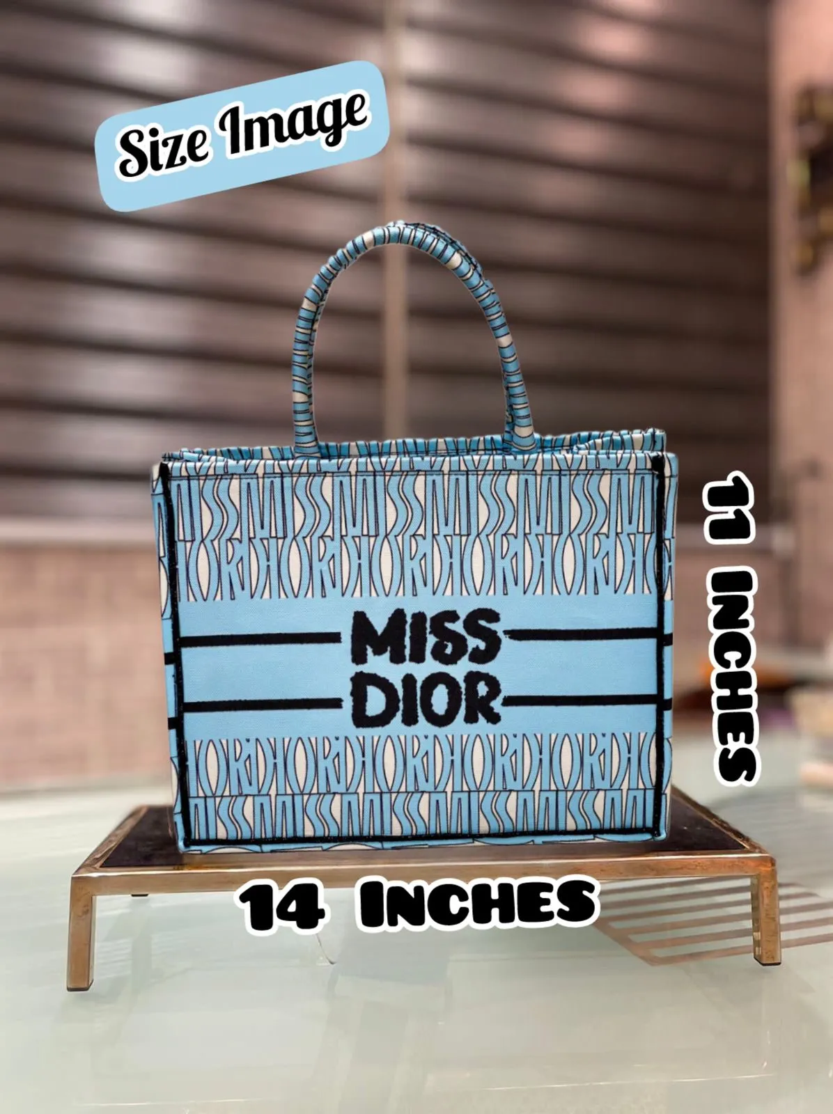 Dior-Inspired Book Tote with Miss Dior Graffiti (Brown)