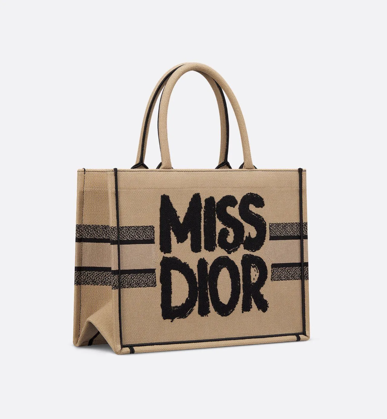 Dior-Inspired Book Tote with Miss Dior Graffiti (Brown)