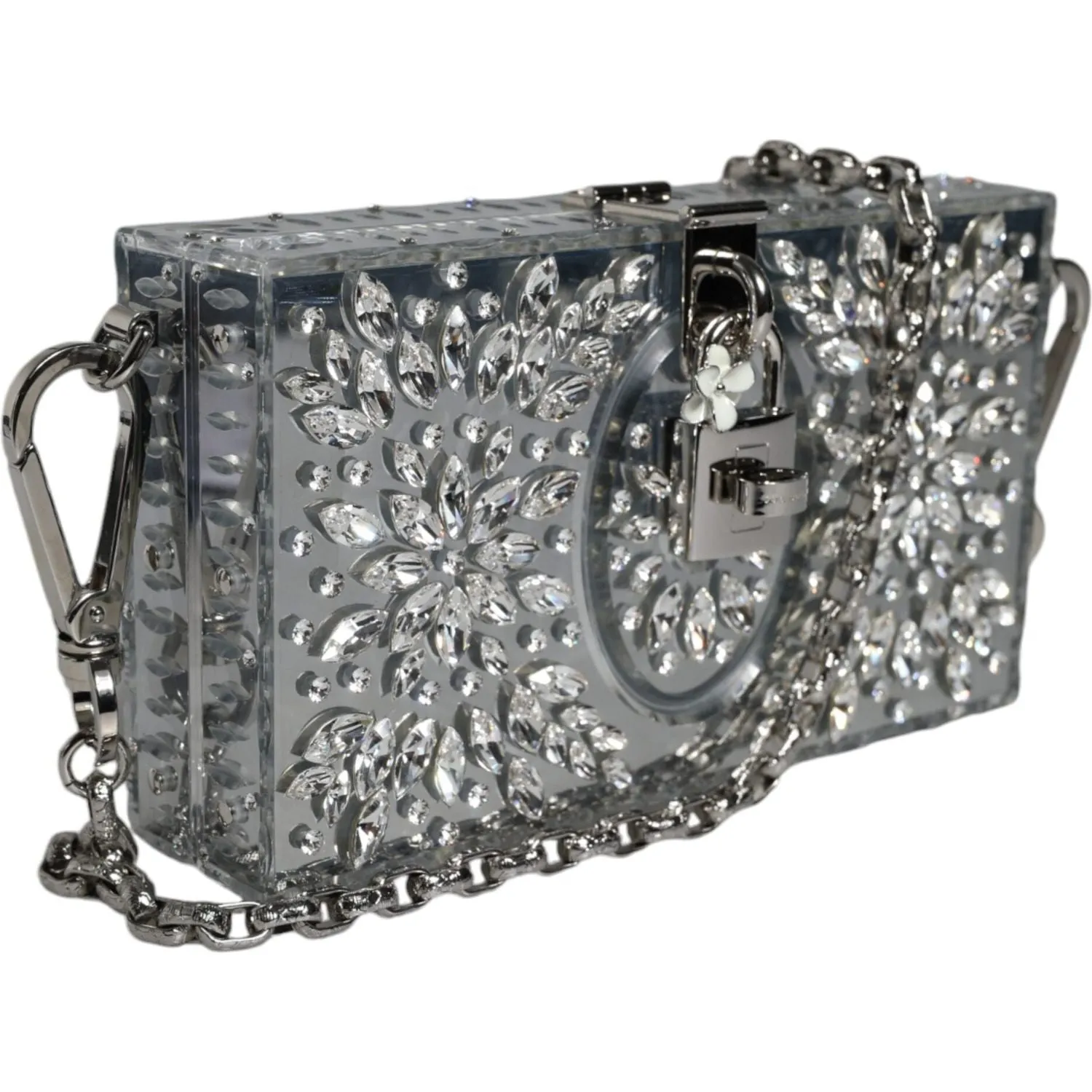 Dolce & Gabbana Silver Plexiglass Clutch Mini Evening Purse Bag