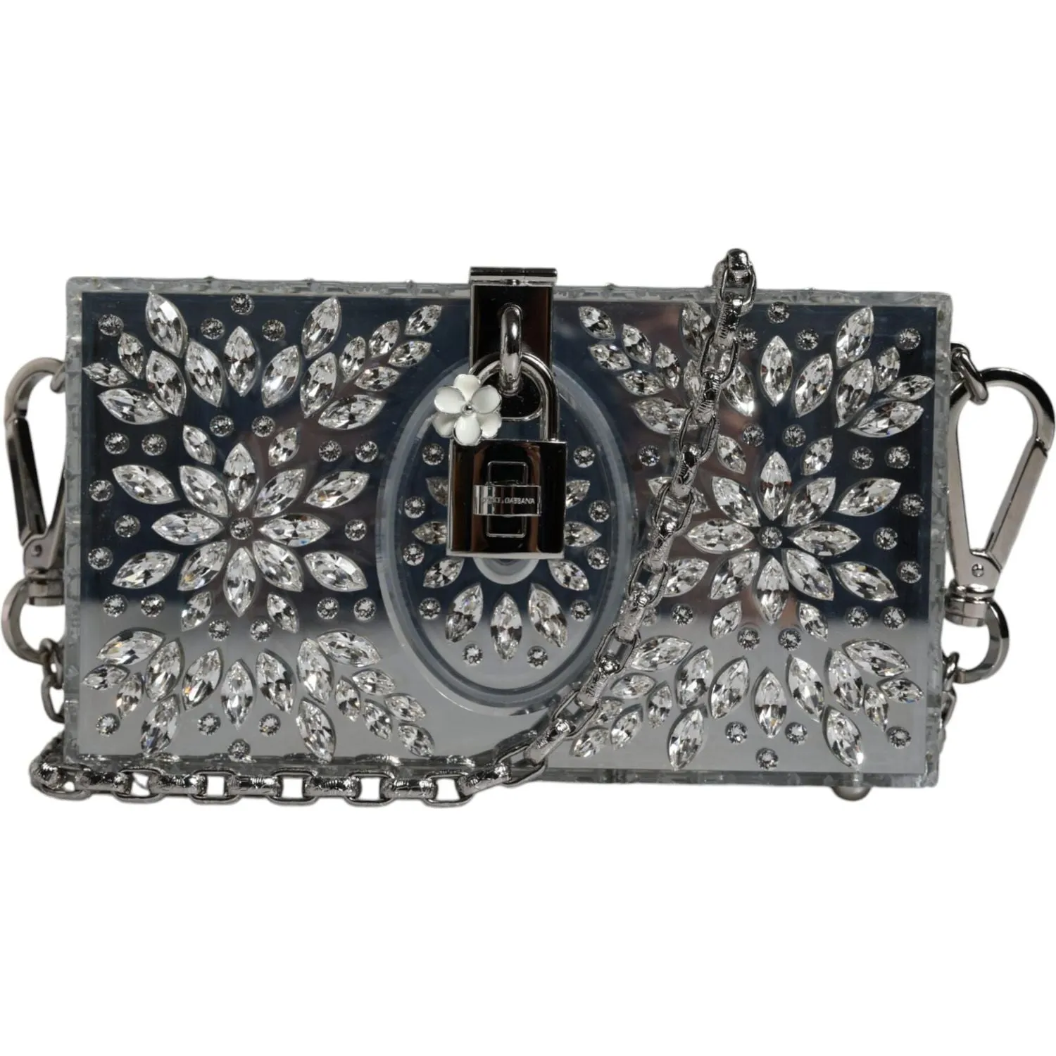 Dolce & Gabbana Silver Plexiglass Clutch Mini Evening Purse Bag