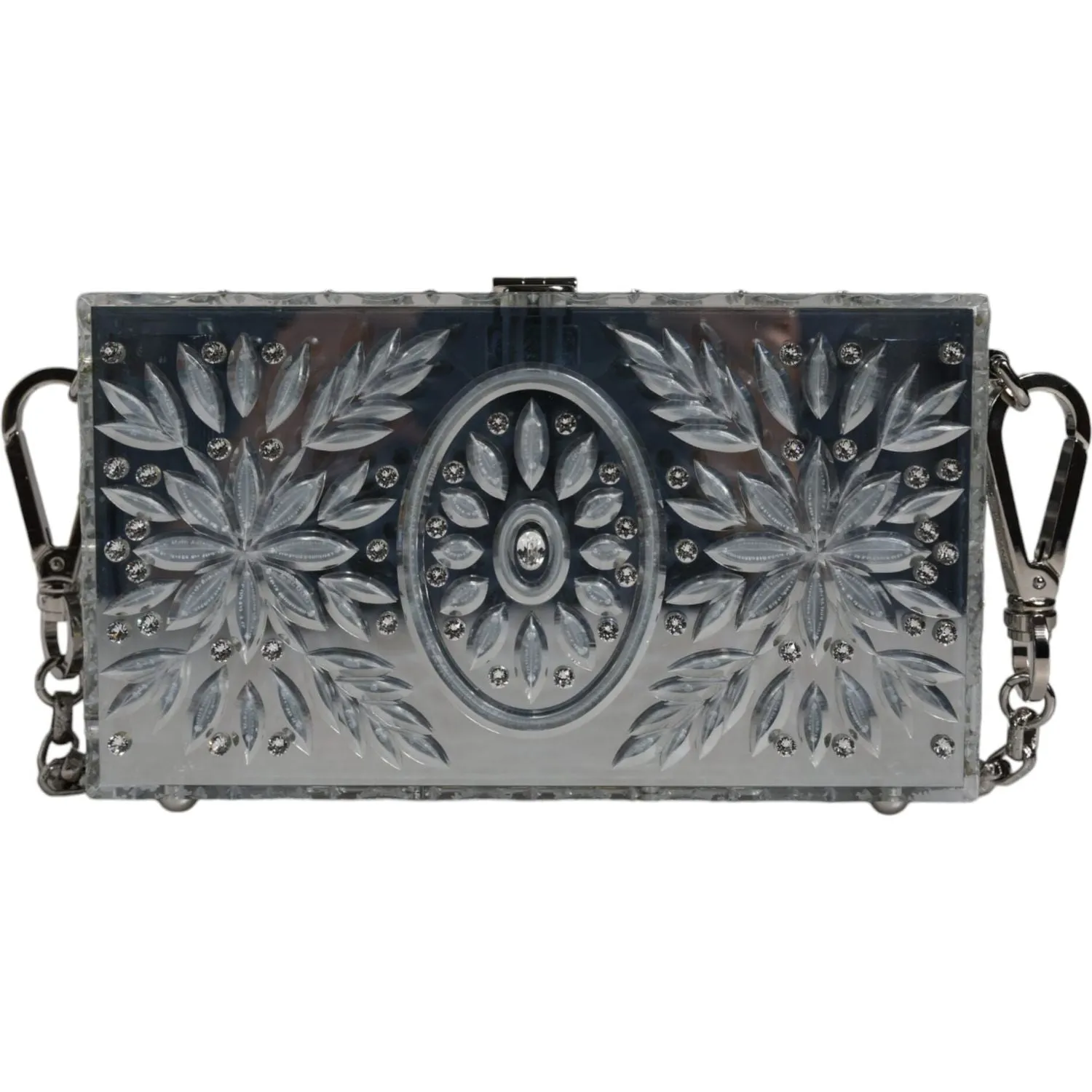 Dolce & Gabbana Silver Plexiglass Clutch Mini Evening Purse Bag