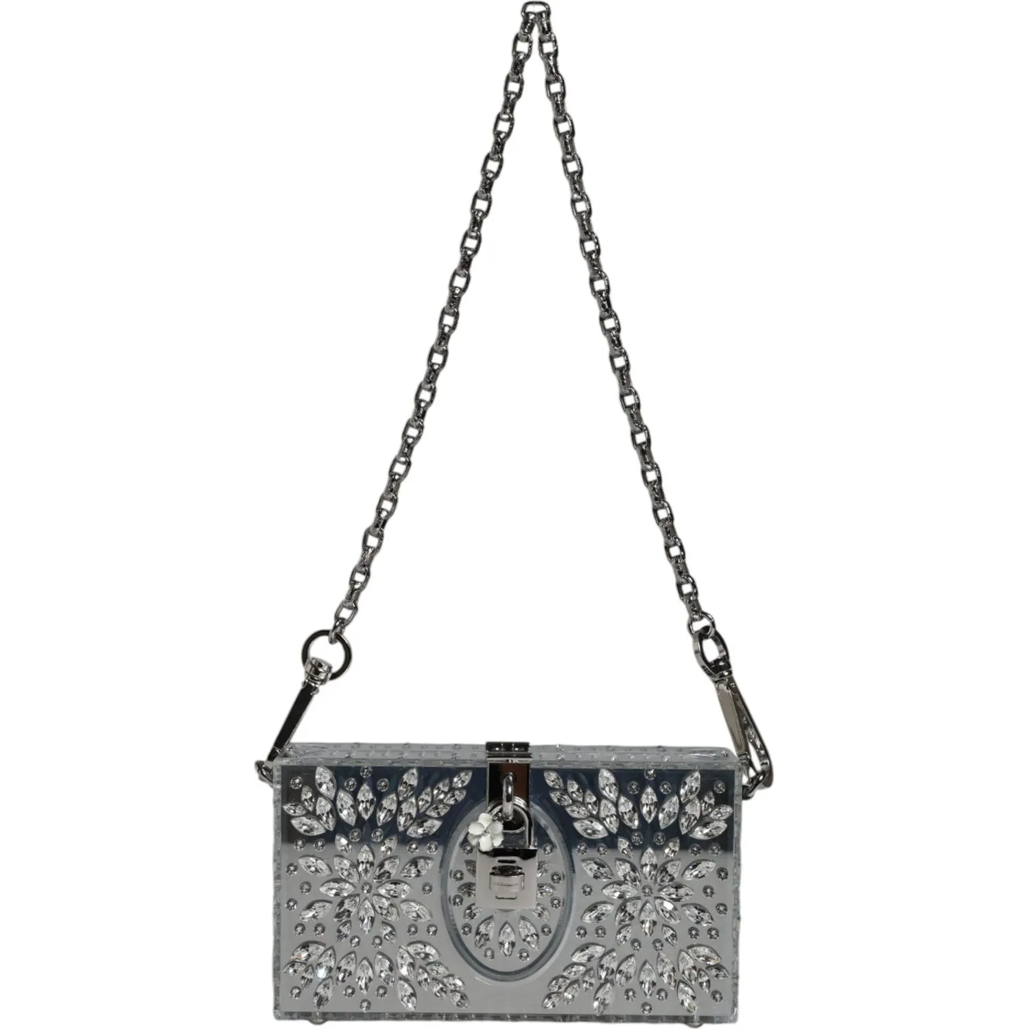 Dolce & Gabbana Silver Plexiglass Clutch Mini Evening Purse Bag