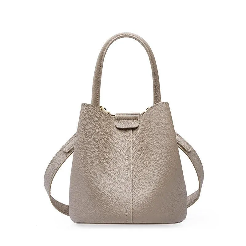 Elegant Leather Bucket Crossbody Bag