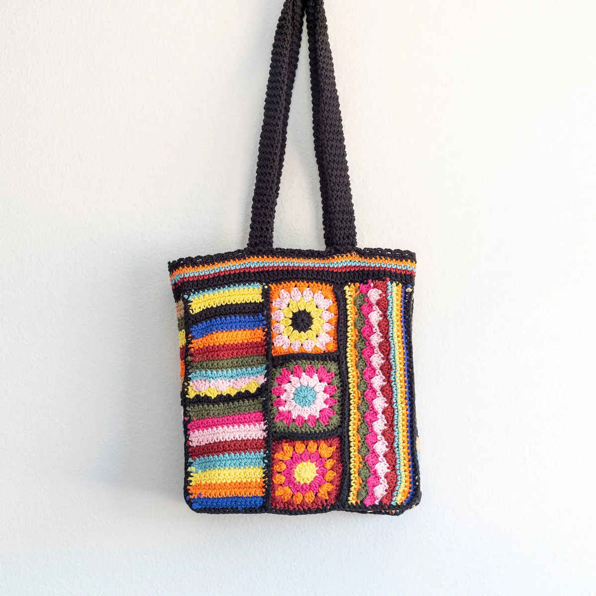 Elena Handbags Handmade Crochet Granny Square Patchwork Shoulder Bag