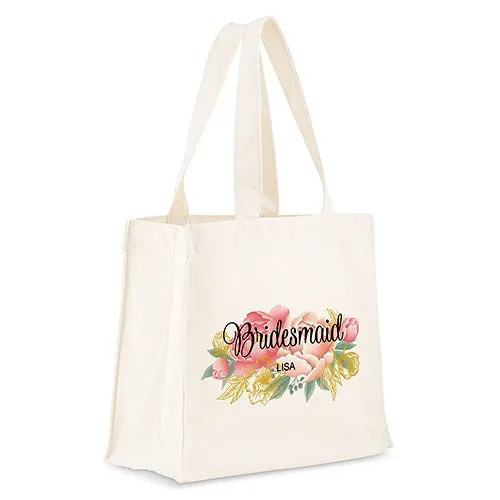 Floral Personalized Cotton Tote Bag