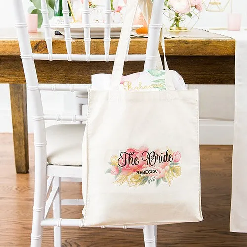 Floral Personalized Cotton Tote Bag