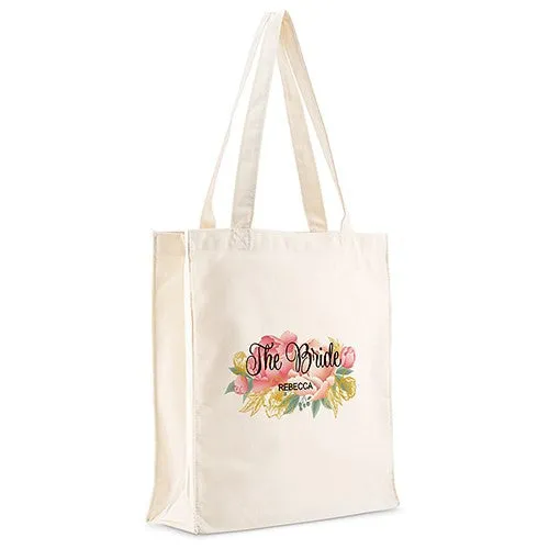 Floral Personalized Cotton Tote Bag