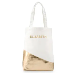 Gold Canvas Personalized Bridesmaid Tote Bag