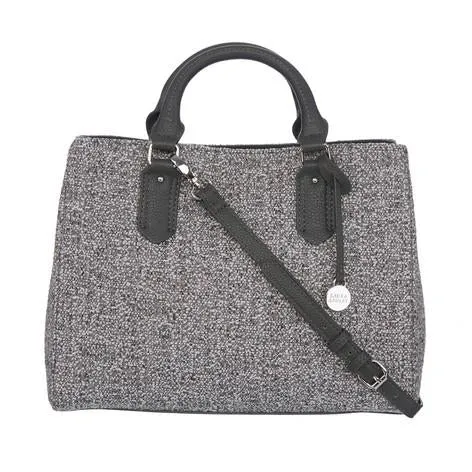 Grey Tweed Double Compartment Grab Bag