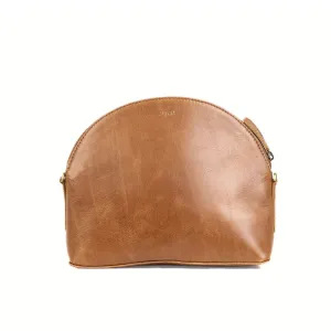 Half-Moon Leather Crossbody Bag - Camel