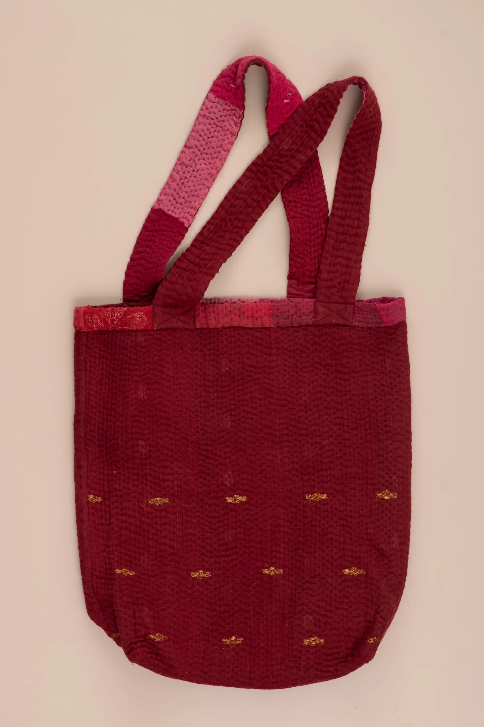 Landscape Handmade Vintage Kantha Tote Bag -Red -